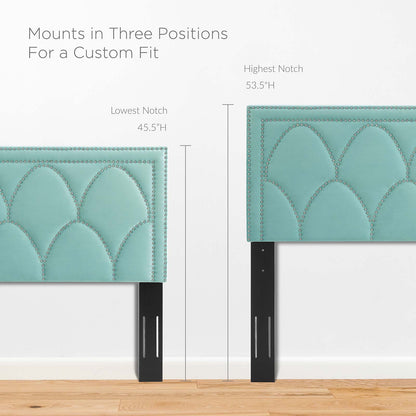 Greta Performance Velvet Full/Queen Headboard, Velvet, Blue, 21962