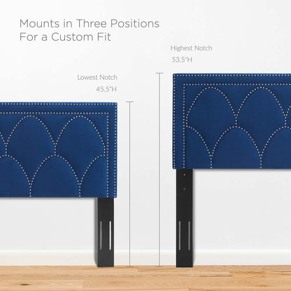 Greta Performance Velvet Full/Queen Headboard, Velvet, Blue Navy, 21963