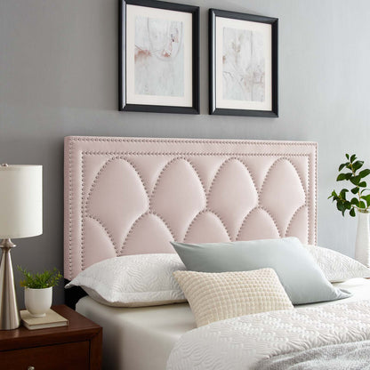 Greta Performance Velvet Full/Queen Headboard, Velvet, Pink, 21964
