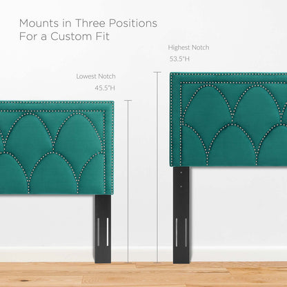 Greta Performance Velvet Full/Queen Headboard, Velvet, Teal Blue, 21965