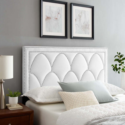 Greta Performance Velvet Full/Queen Headboard, Velvet, White, 21966