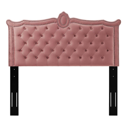 Louisa Tufted Performance Velvet Full/Queen Headboard, Velvet, Pink, 21968