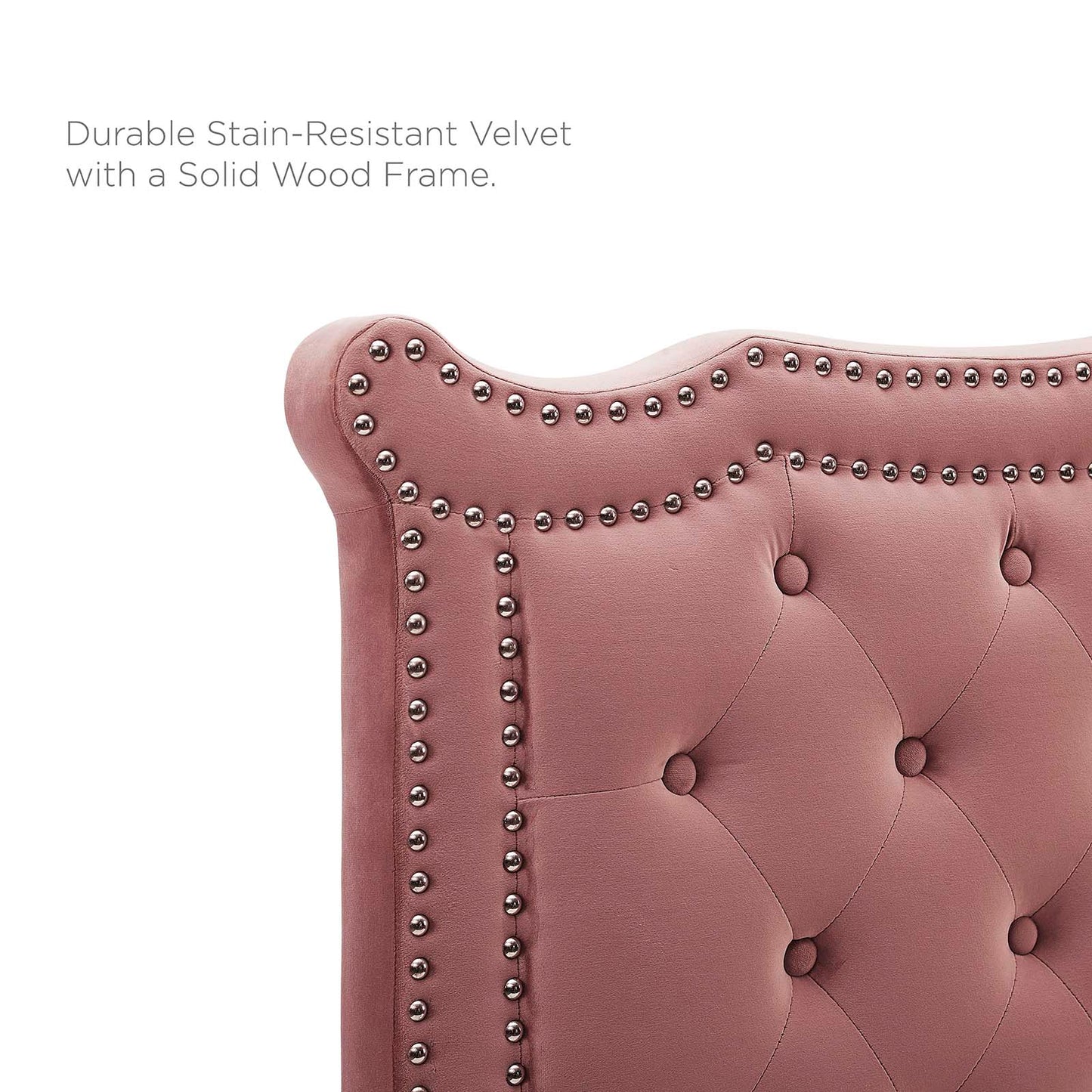 Louisa Tufted Performance Velvet Full/Queen Headboard, Velvet, Pink, 21968