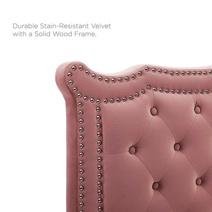 Louisa Tufted Performance Velvet Full/Queen Headboard, Velvet, Pink, 21968