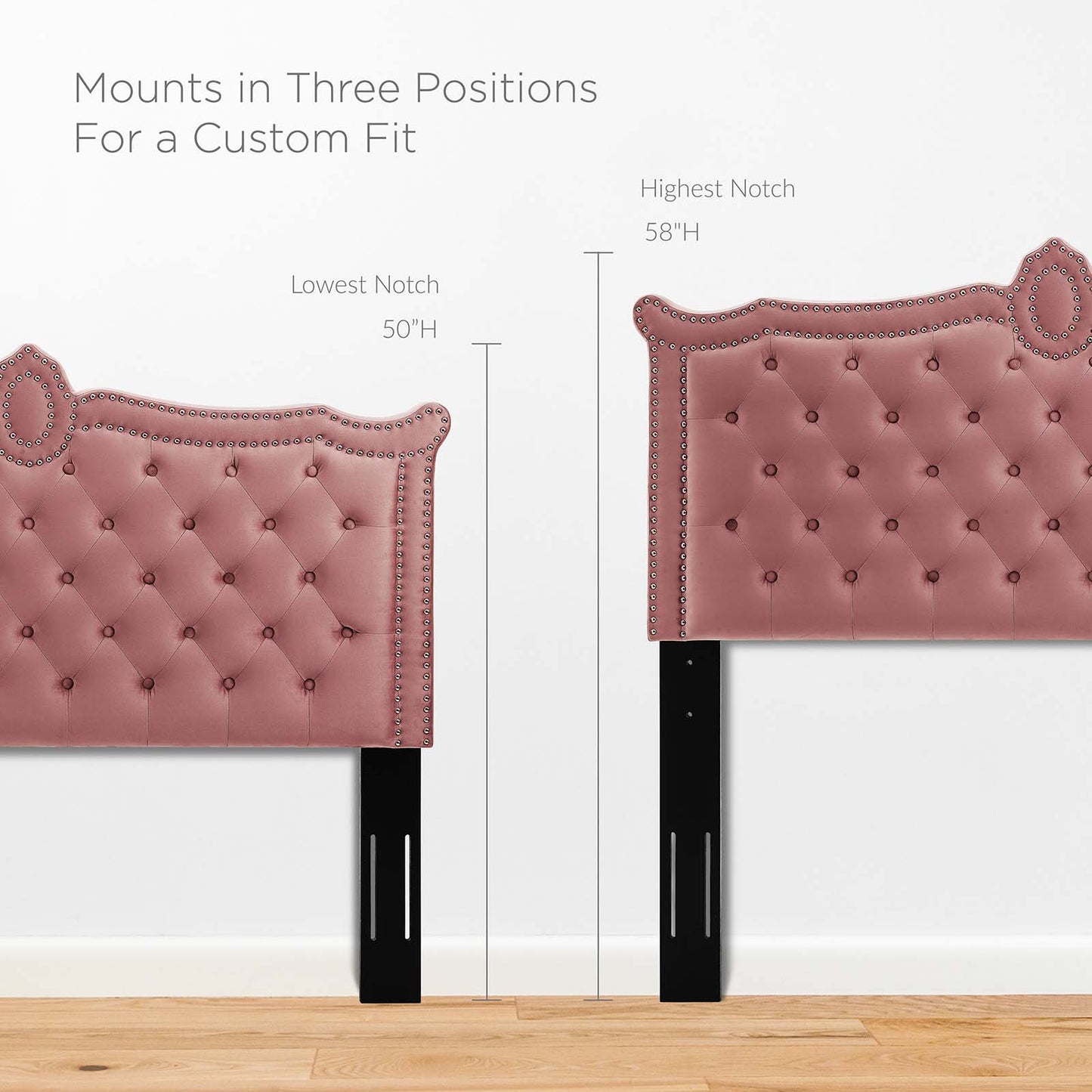 Louisa Tufted Performance Velvet Full/Queen Headboard, Velvet, Pink, 21968