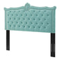 Louisa Tufted Performance Velvet Full/Queen Headboard, Velvet, Blue, 21970