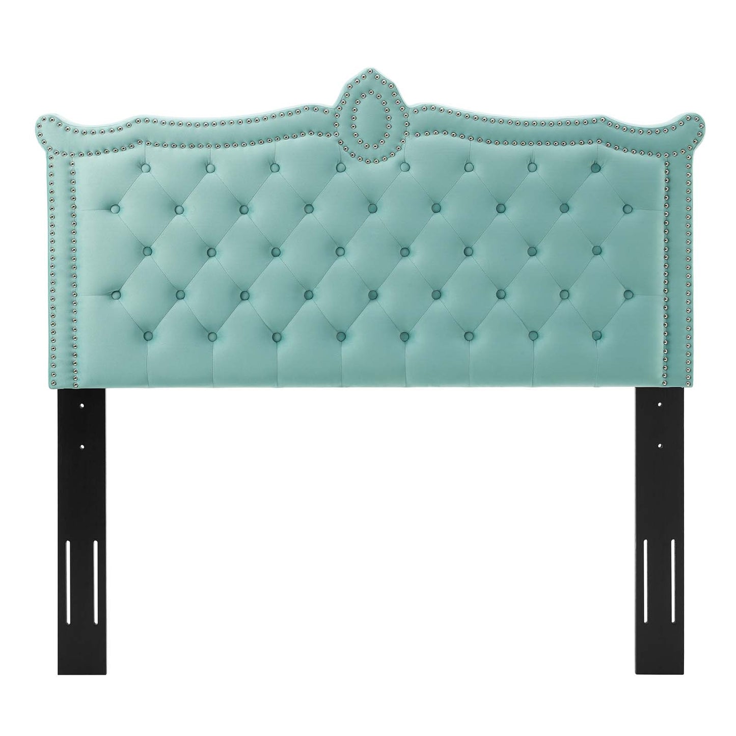 Louisa Tufted Performance Velvet Full/Queen Headboard, Velvet, Blue, 21970