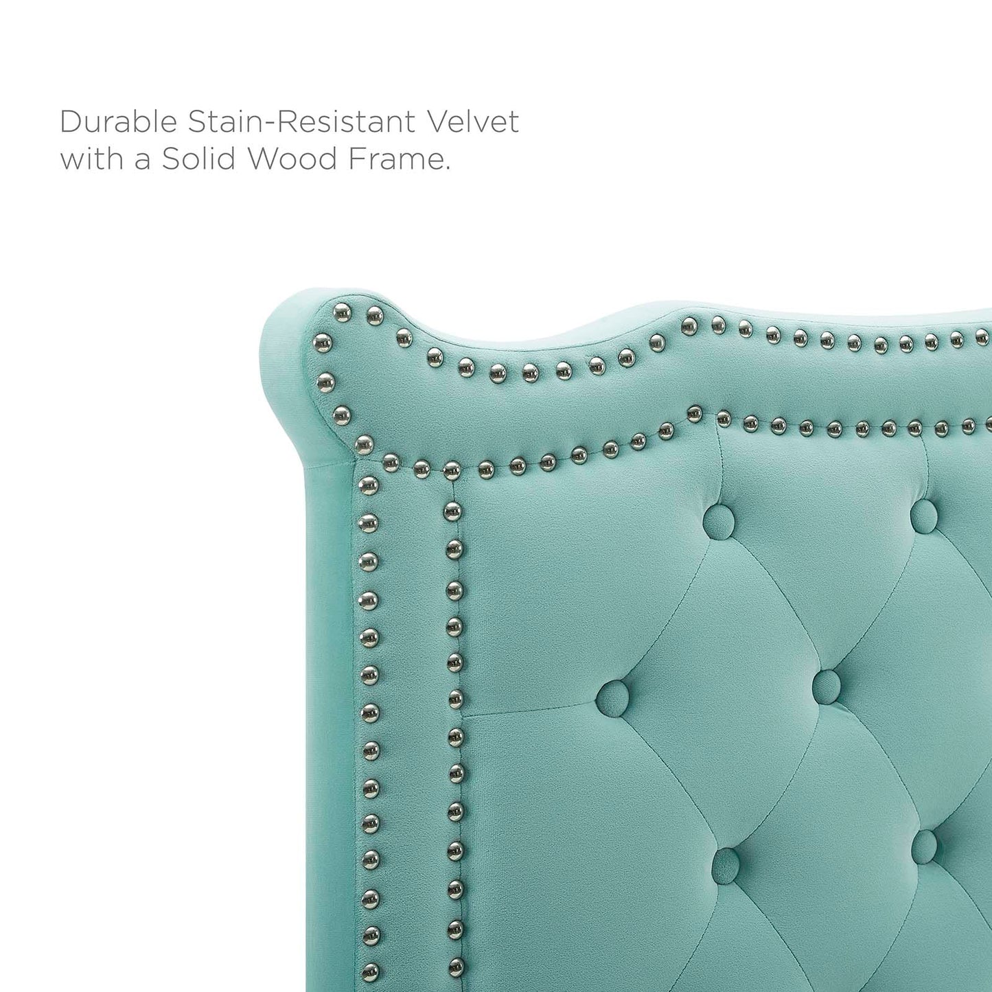 Louisa Tufted Performance Velvet Full/Queen Headboard, Velvet, Blue, 21970