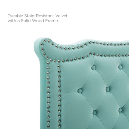 Louisa Tufted Performance Velvet Full/Queen Headboard, Velvet, Blue, 21970