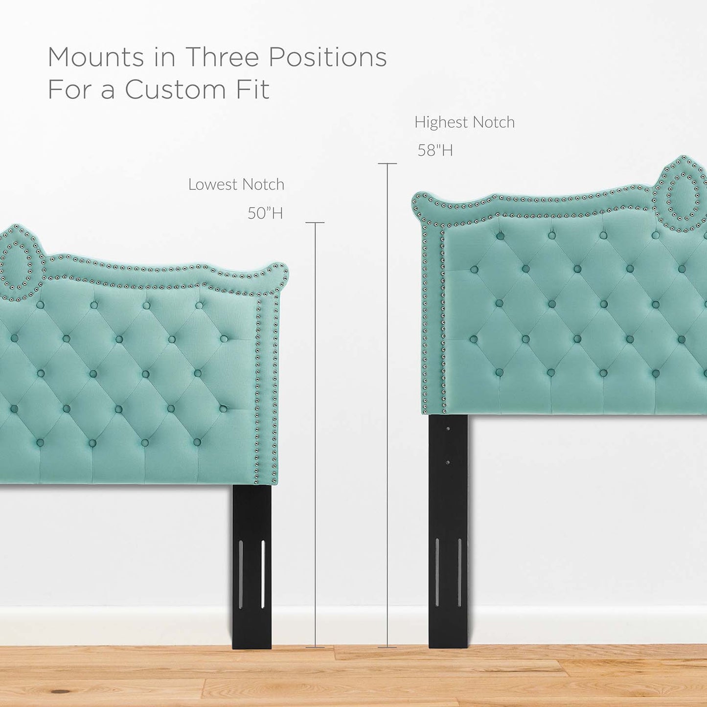 Louisa Tufted Performance Velvet Full/Queen Headboard, Velvet, Blue, 21970