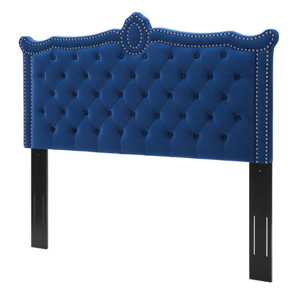 Louisa Tufted Performance Velvet Full/Queen Headboard, Velvet, Blue Navy, 21971