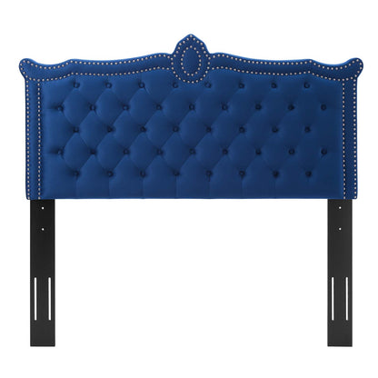 Louisa Tufted Performance Velvet Full/Queen Headboard, Velvet, Blue Navy, 21971
