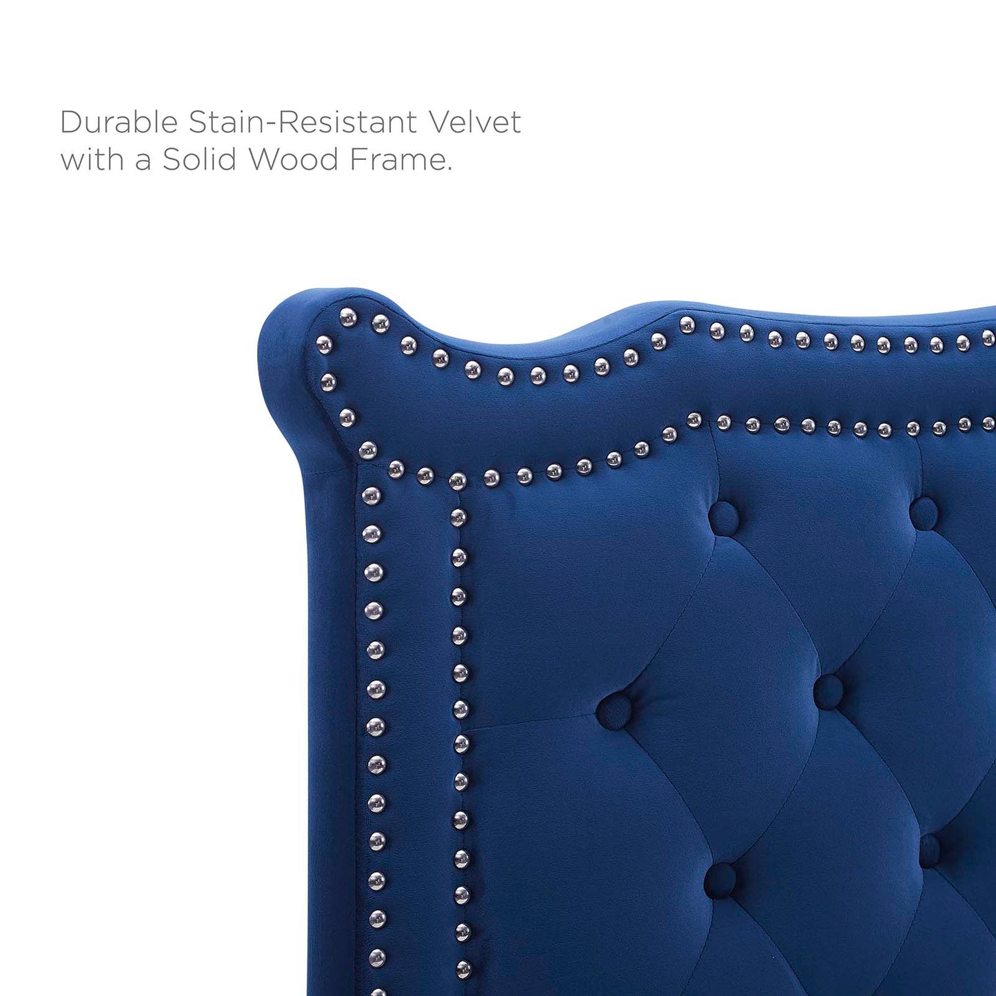 Louisa Tufted Performance Velvet Full/Queen Headboard, Velvet, Blue Navy, 21971