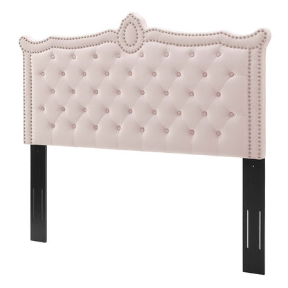 Louisa Tufted Performance Velvet Full/Queen Headboard, Velvet, Pink, 21972