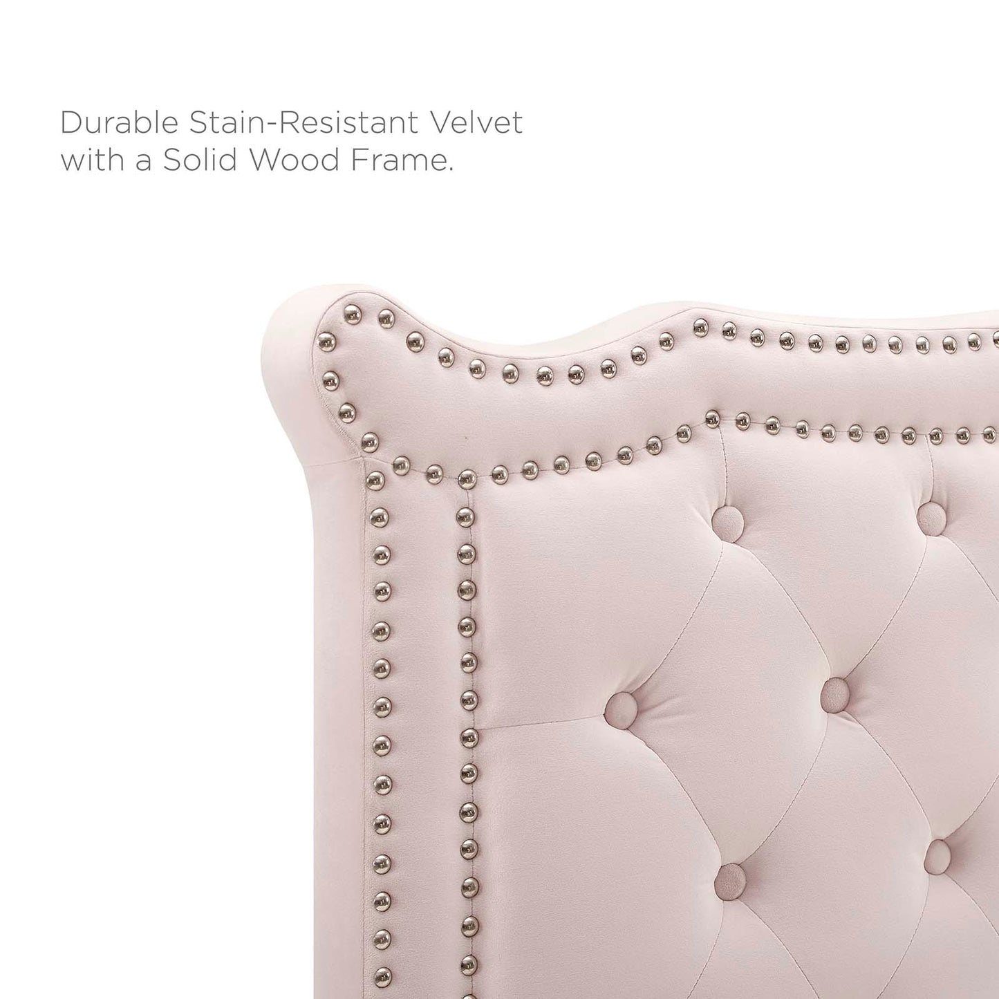 Louisa Tufted Performance Velvet Full/Queen Headboard, Velvet, Pink, 21972