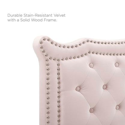 Louisa Tufted Performance Velvet Full/Queen Headboard, Velvet, Pink, 21972