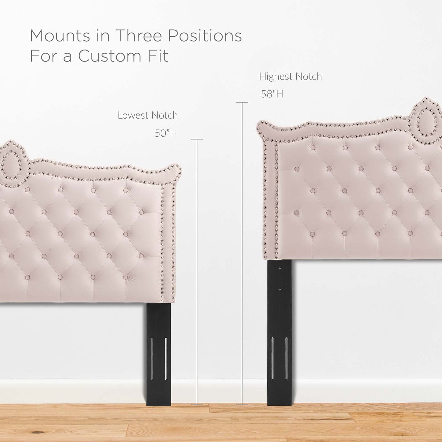 Louisa Tufted Performance Velvet Full/Queen Headboard, Velvet, Pink, 21972