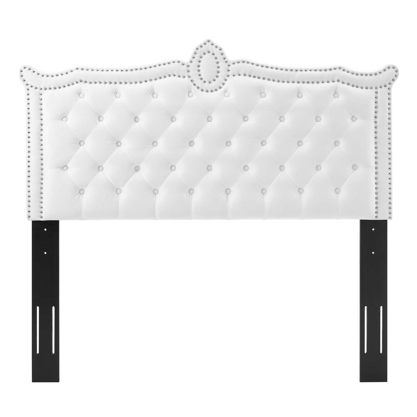 Louisa Tufted Performance Velvet Full/Queen Headboard, Velvet, White, 21974