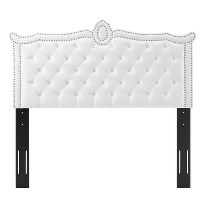 Louisa Tufted Performance Velvet Full/Queen Headboard, Velvet, White, 21974