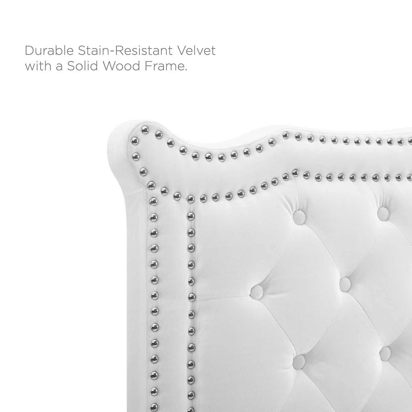 Louisa Tufted Performance Velvet Full/Queen Headboard, Velvet, White, 21974