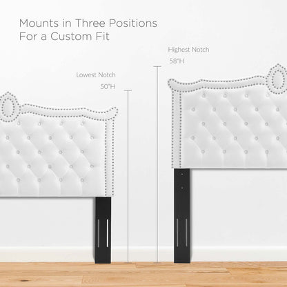 Louisa Tufted Performance Velvet Full/Queen Headboard, Velvet, White, 21974