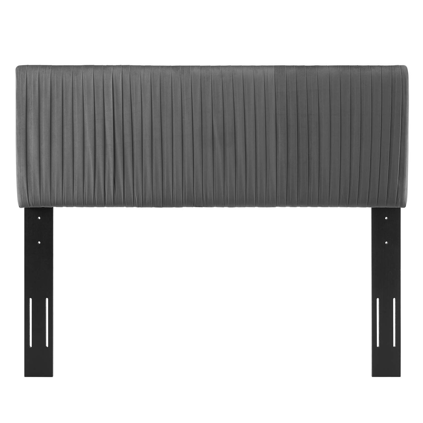 Eloise Channel Tufted Performance Velvet Twin Headboard, Velvet, Dark Grey Gray, 21975