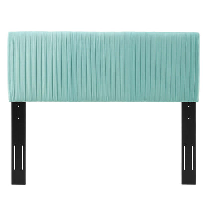Eloise Channel Tufted Performance Velvet Twin Headboard, Velvet, Blue, 21978