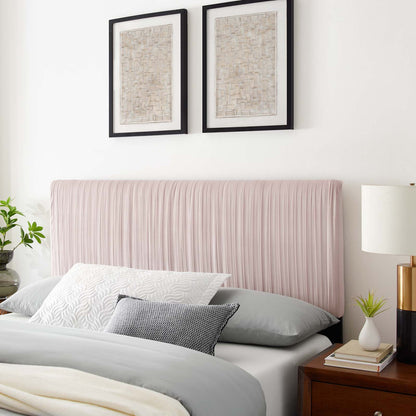 Eloise Channel Tufted Performance Velvet Twin Headboard, Velvet, Pink, 21980
