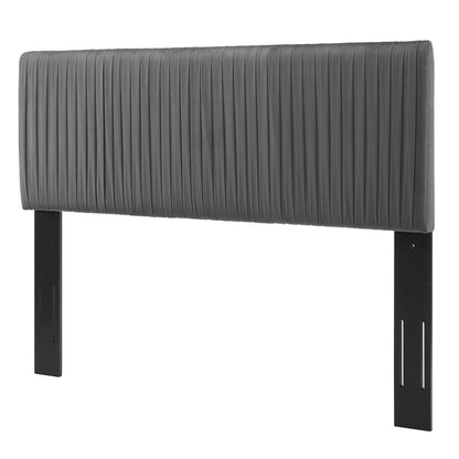 Eloise Channel Tufted Performance Velvet Full/Queen Headboard, Velvet, Dark Grey Gray, 21983