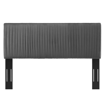Eloise Channel Tufted Performance Velvet Full/Queen Headboard, Velvet, Dark Grey Gray, 21983