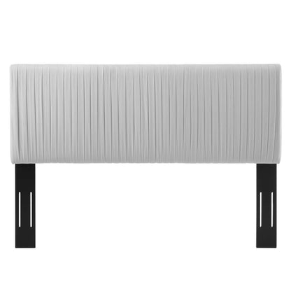 Eloise Channel Tufted Performance Velvet Full/Queen Headboard, Velvet, Light Grey Gray, 21985