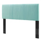 Eloise Channel Tufted Performance Velvet Full/Queen Headboard, Velvet, Blue, 21986