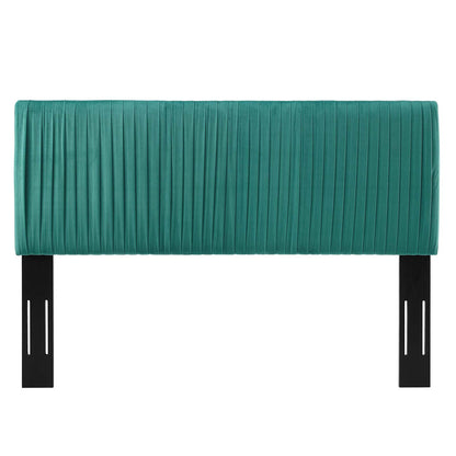 Eloise Channel Tufted Performance Velvet Full/Queen Headboard, Velvet, Teal Blue, 21989