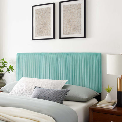 Eloise Channel Tufted Performance Velvet King/California King Headboard, Velvet, Blue, 21994