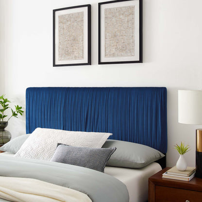 Eloise Channel Tufted Performance Velvet King/California King Headboard, Velvet, Blue Navy, 21995