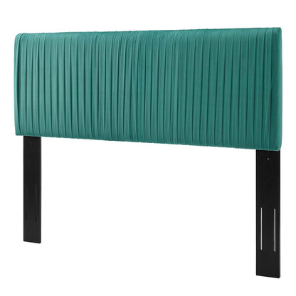 Eloise Channel Tufted Performance Velvet King/California King Headboard, Velvet, Teal Blue, 21997