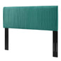 Eloise Channel Tufted Performance Velvet King/California King Headboard, Velvet, Teal Blue, 21997