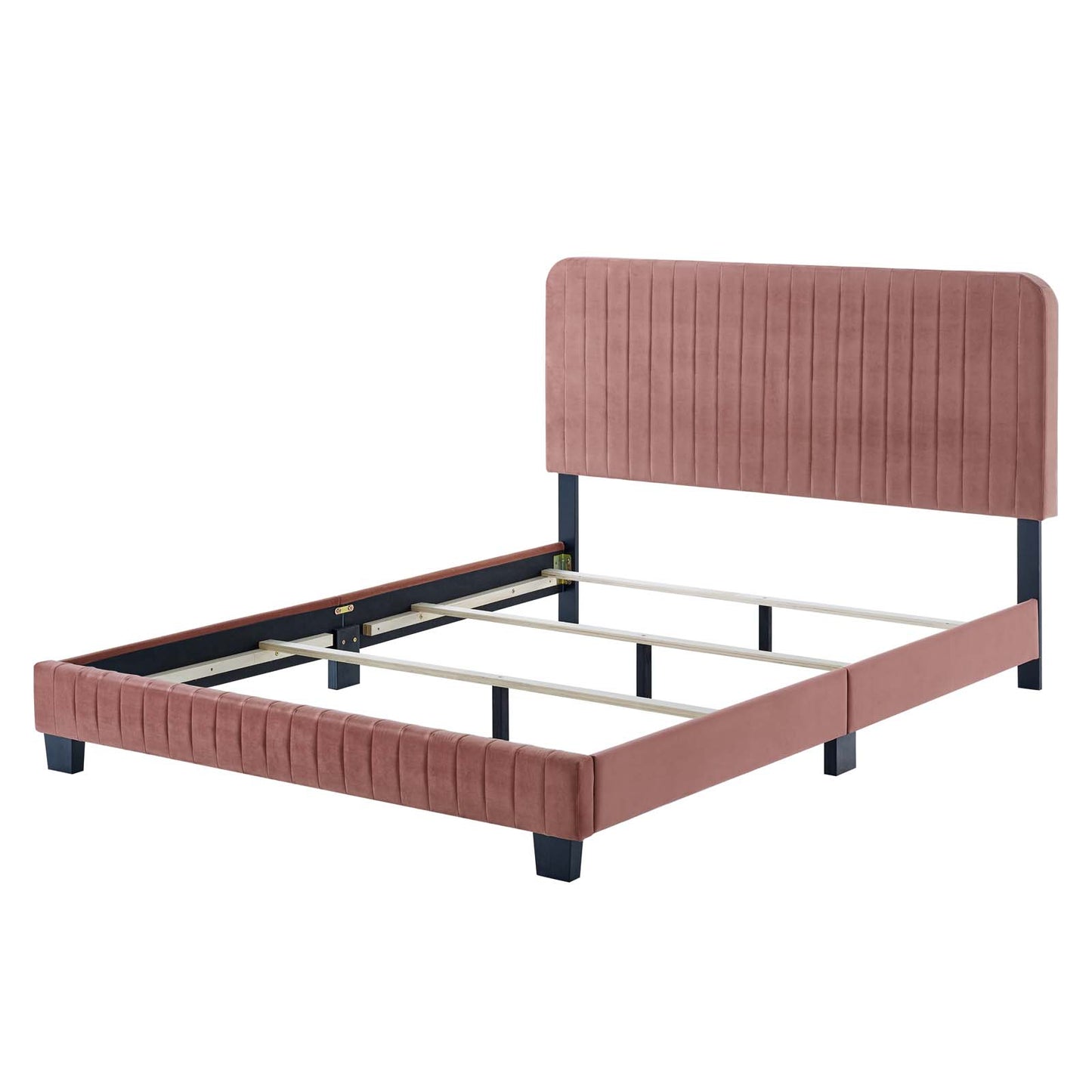 Celine Channel Tufted Performance Velvet King Bed, Velvet, Pink, 21999