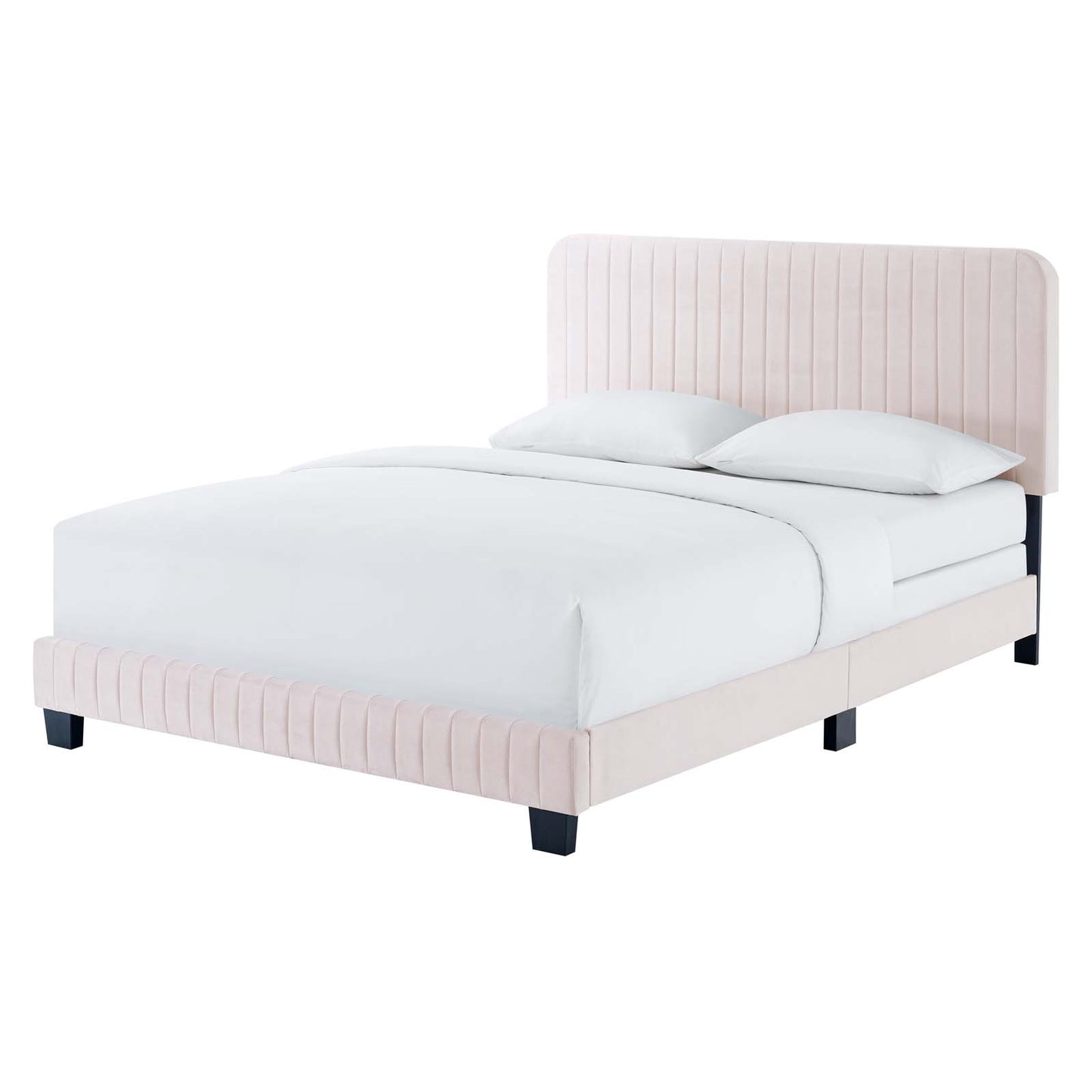 Celine Channel Tufted Performance Velvet King Bed, Velvet, Pink, 22005