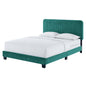 Celine Channel Tufted Performance Velvet Queen Bed, Velvet, Teal Blue, 22015