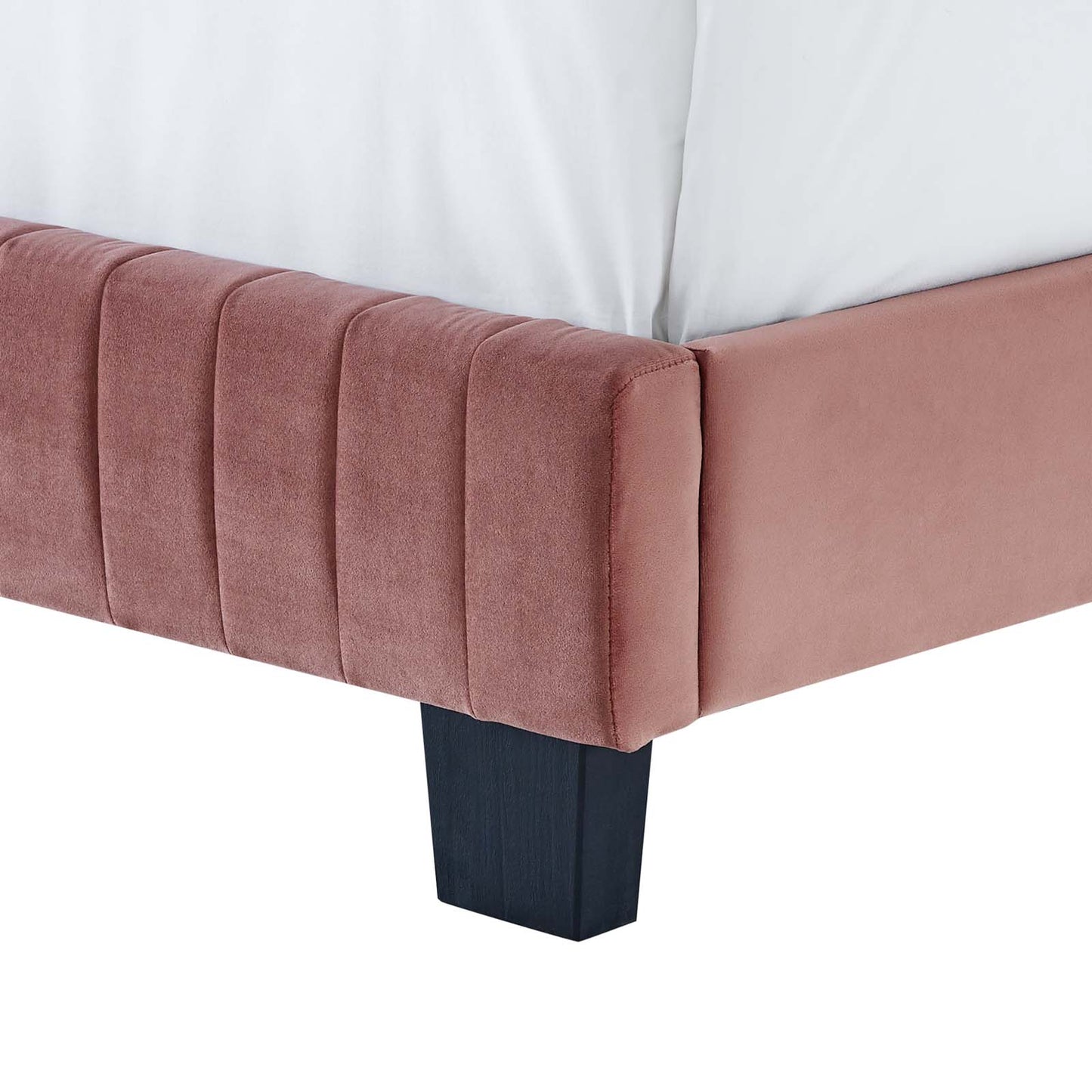 Celine Channel Tufted Performance Velvet King Platform Bed, Velvet, Pink, 22035