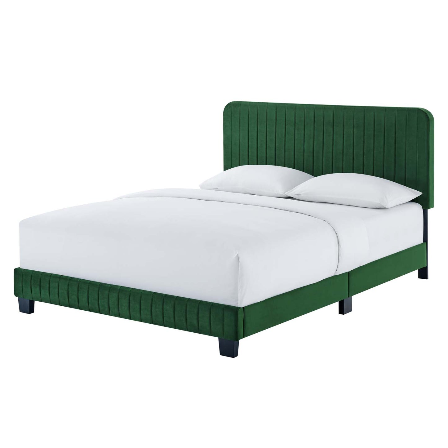Celine Channel Tufted Performance Velvet King Platform Bed, Velvet, Green, 22036