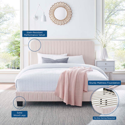 Celine Channel Tufted Performance Velvet King Platform Bed, Velvet, Pink, 22041