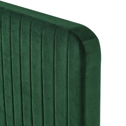 Celine Channel Tufted Performance Velvet Queen Platform Bed, Velvet, Green, 22045