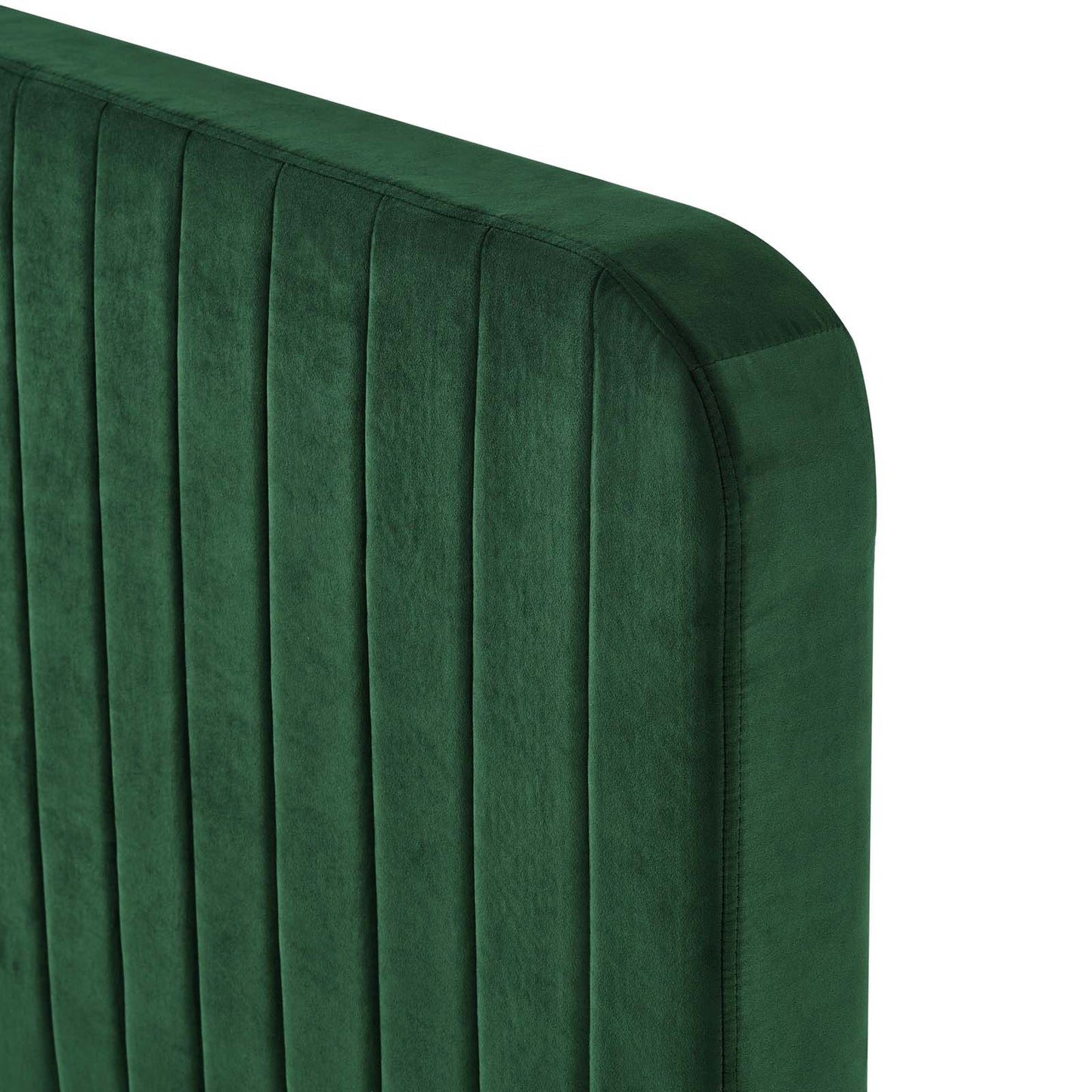 Celine Channel Tufted Performance Velvet Full Platform Bed, Velvet, Green, 22054