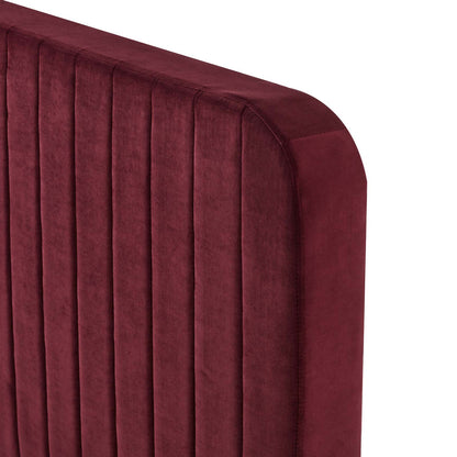Celine Channel Tufted Performance Velvet Full Platform Bed, Velvet, Red, 22057