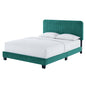 Celine Channel Tufted Performance Velvet Full Platform Bed, Velvet, Teal Blue, 22060