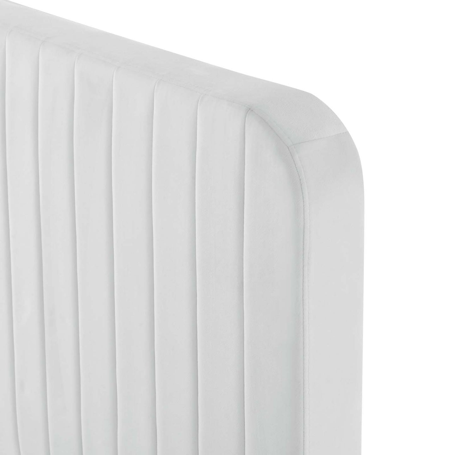 Celine Channel Tufted Performance Velvet Full Platform Bed, Velvet, White, 22061