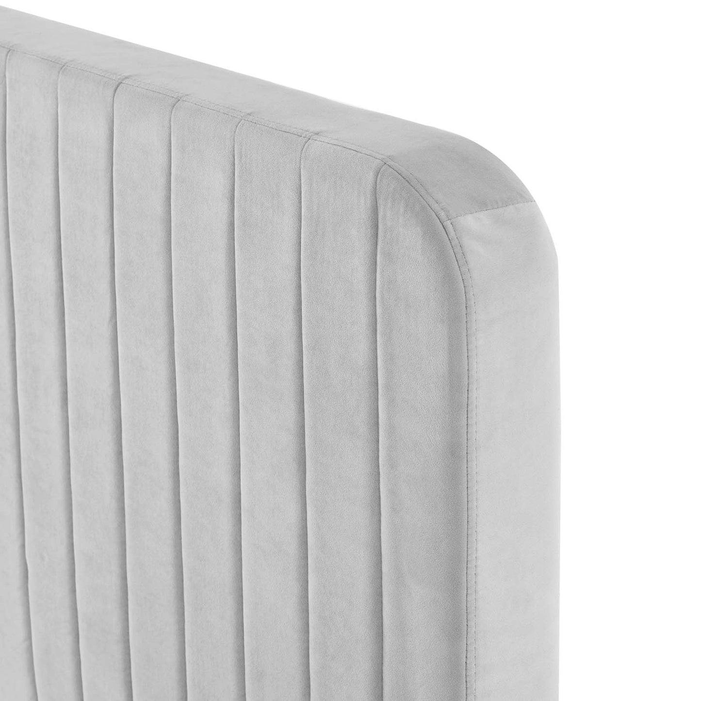 Celine Channel Tufted Performance Velvet Twin Platform Bed, Velvet, Light Grey Gray, 22065