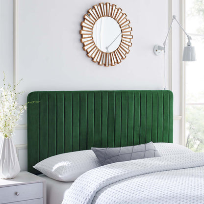Milenna Channel Tufted Performance Velvet Twin Headboard, Velvet, Green, 22071
